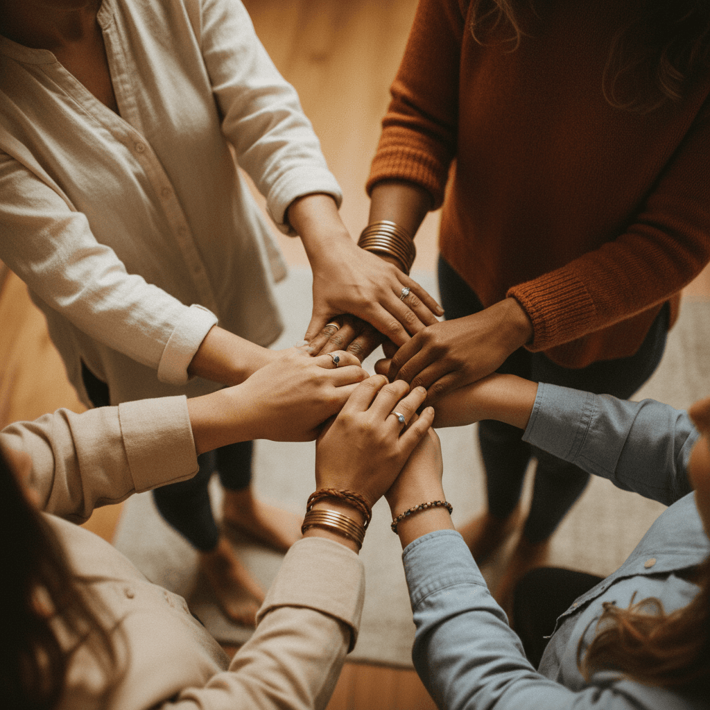 Community members in faith gathering